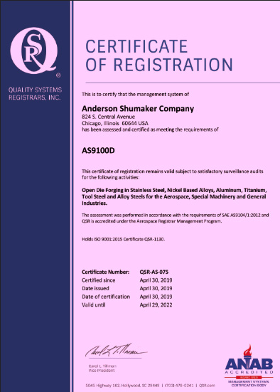 2019May1 Certificate 2018-086 Anderson Shumaker AS-075